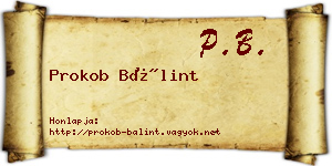 Prokob Bálint névjegykártya